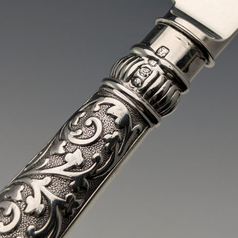 1890年頃 英国アンティーク 総純銀製 カトラリー6ペアセット 計655g John Aldwinckle & Thomas Slater 木箱入り